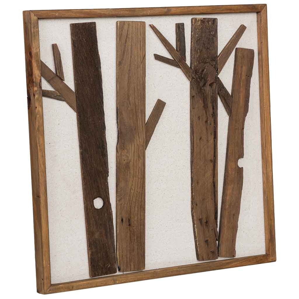 Wonderlust Deco - Cuadro artesanal de madera reciclada con relieve marrón y blanco 62x4x62h cm Marrón 62x4x62h cm