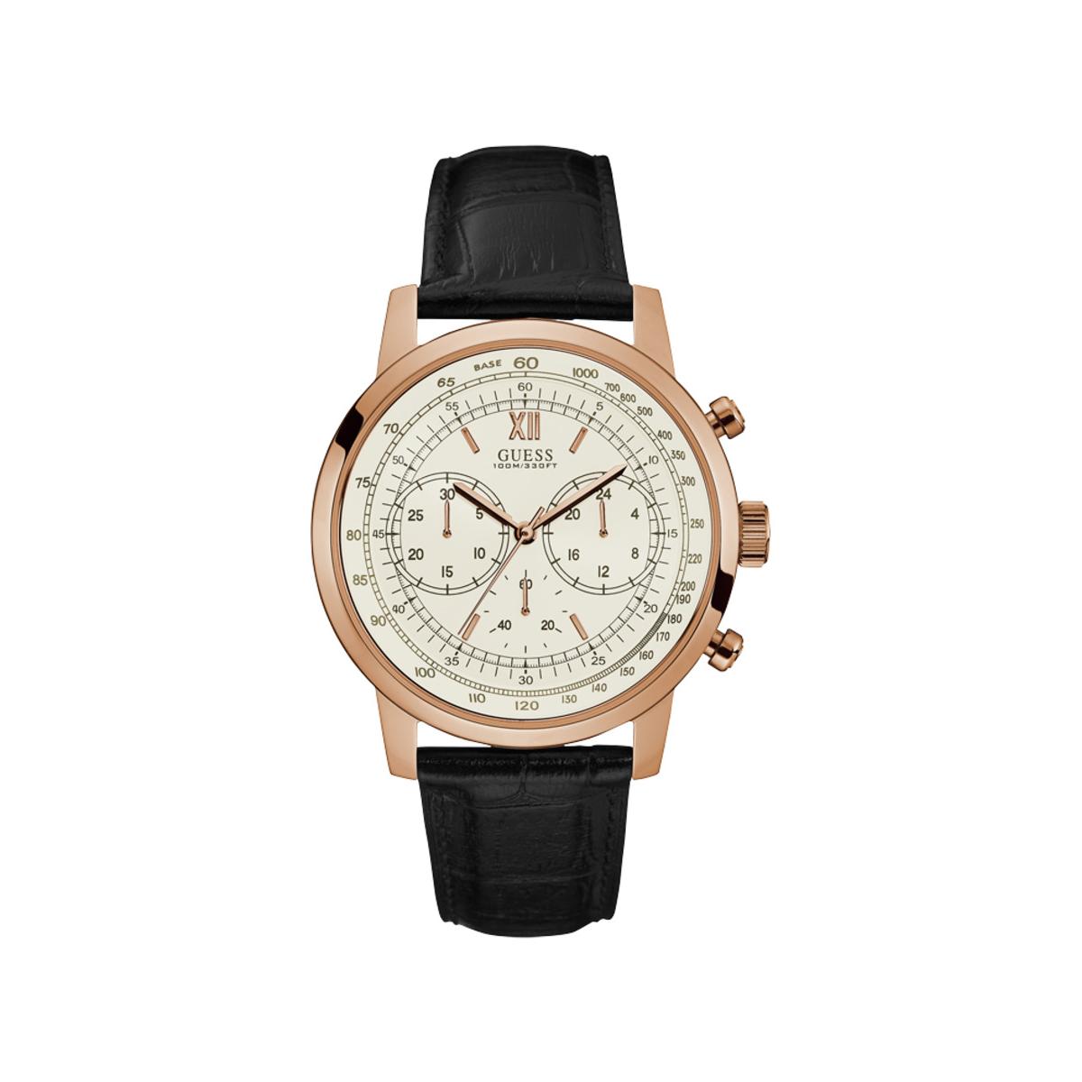 Guess Reloj Hombre Caja De Acero Pulsera  De Color Negro Resistente Al Agua  W0916g2