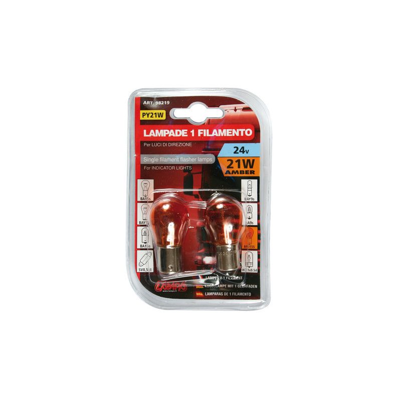 Blister 2 Lámparas Homologadas P21w 24V 21W Bau15s E De LAM98219