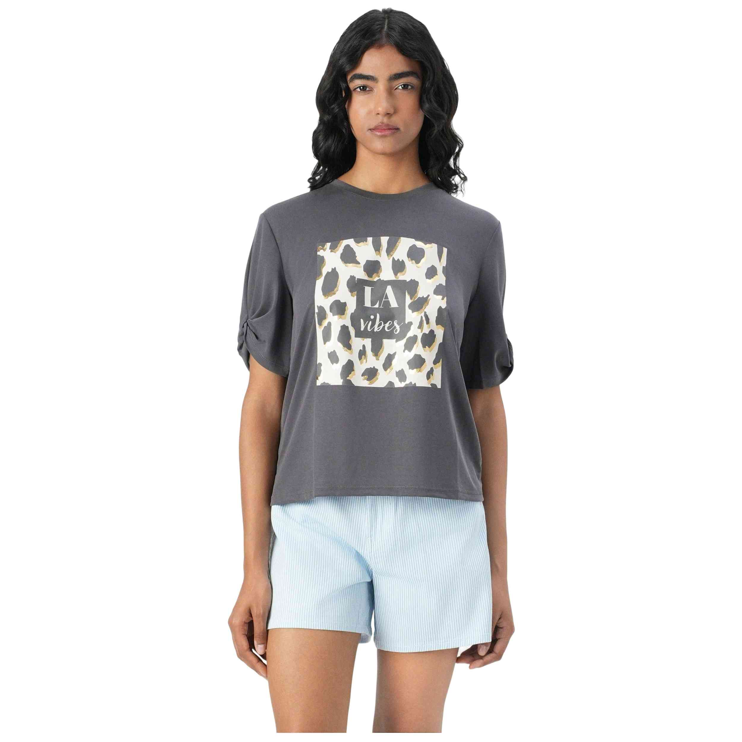 Camiseta De Manga Corta Only modelo 15349921 para Mujer en color Gris
