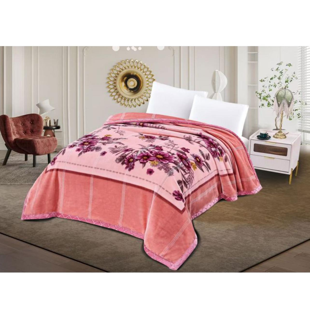 Manta terciopelo estampada floral Doble Cara Manta colcha muy gruesa y cálida, ideal para los meses de invierno 220X240cm 4 kg(4KG)