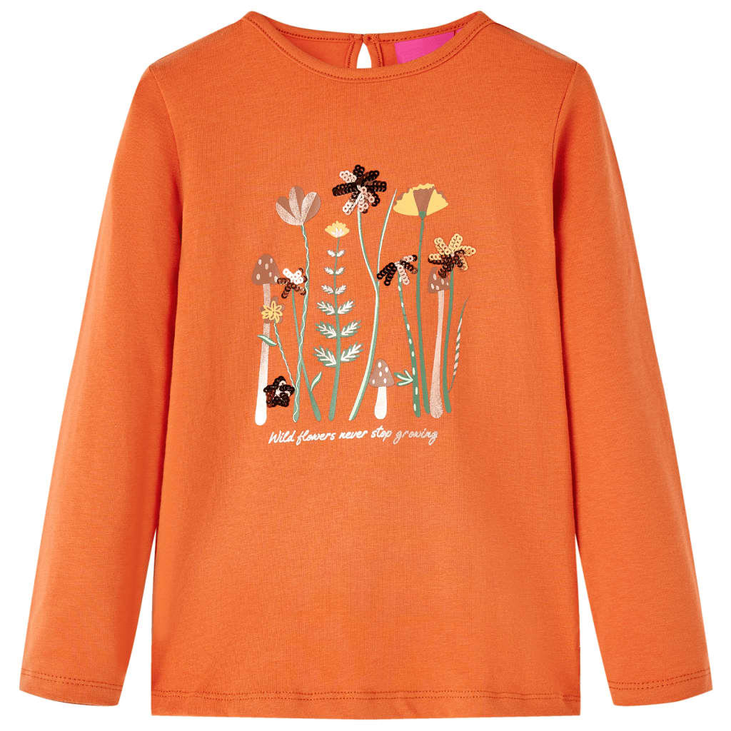 vidaXL Camiseta infantil de manga larga naranja tostado 92