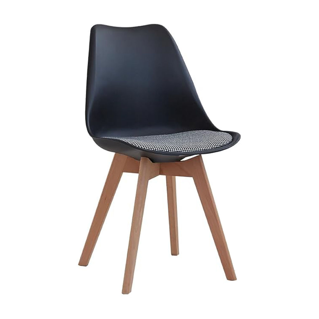 ORION91® - Silla de comedor Lyra con cojín de lino acolchado, negra, 49 x 40 x 82 cm, cocina, oficina, salón - spaziOrion91