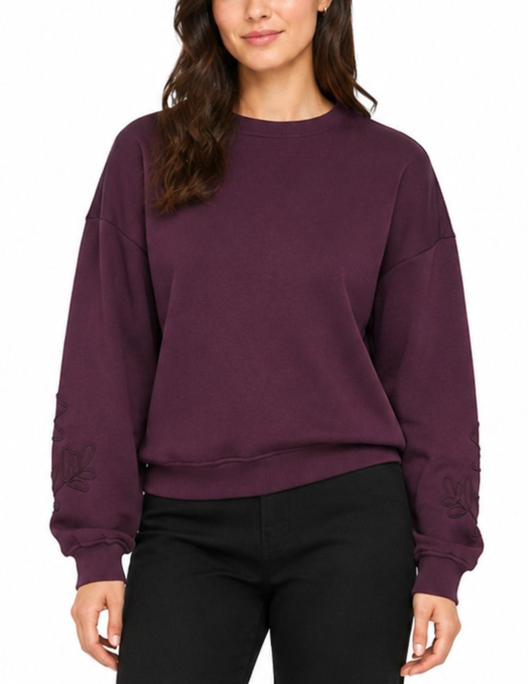 Sudadera Only Brooklyn burdeos sin capucha para mujer