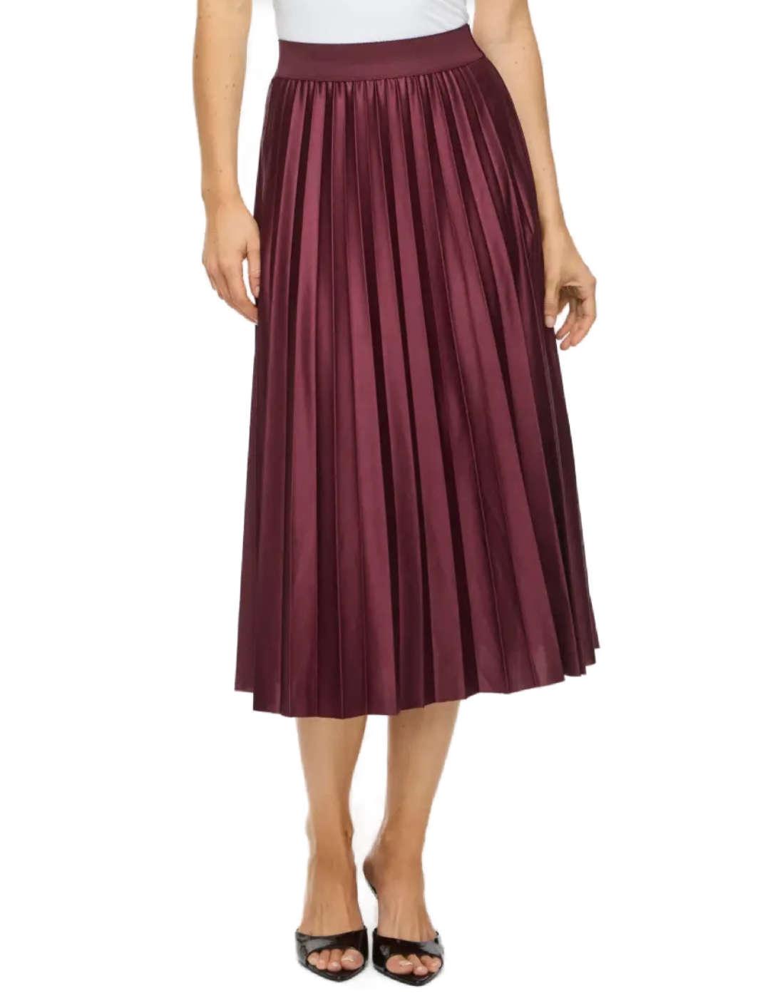 Falda Vila Nitban burdeos plisada midi para mujer
