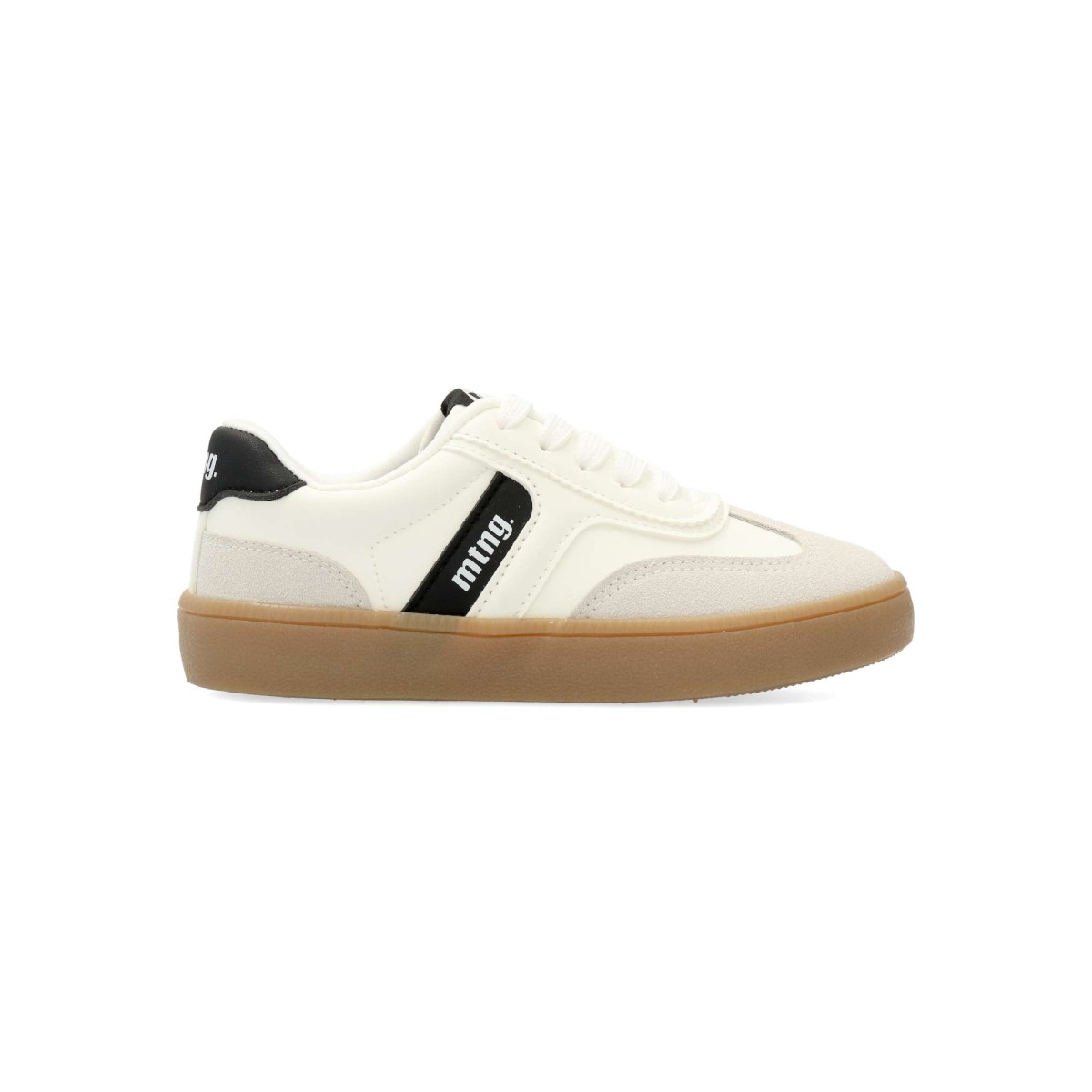Mustang - Zapatillas sneakers MTNG para niño, estilo casual con cierre de cordones, fabricadas en piel sintética y suela de goma color caramelo, plantilla acolchada