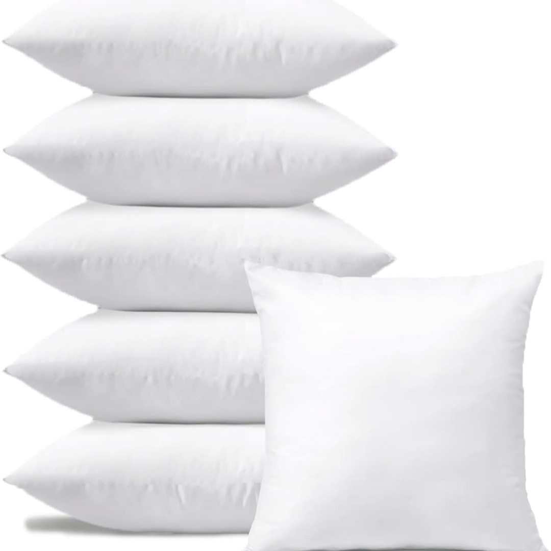 Liababylove, pack 4 o 6 rellenos de cojin de 45 x 45 centimetros de alta calidad, relleno de fibra hipoalergenica, envasados al vacio, mullidos , gorditos, no se deforman, lavables, pack ahorro familiar, fabricado en España