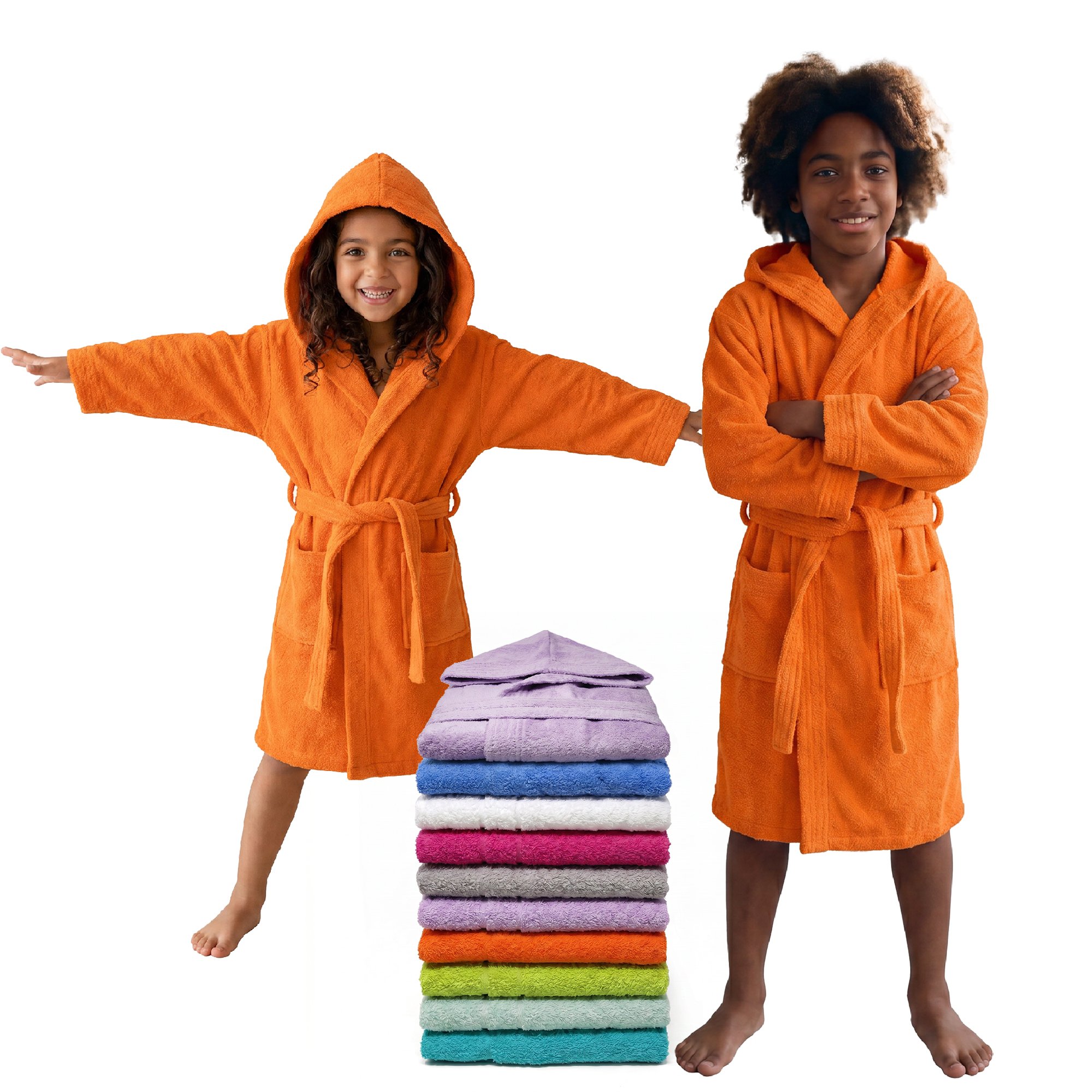 Albornoz infantil para niño y niña 100% algodón con capucha Suave y absorbente - STILIA BASIC