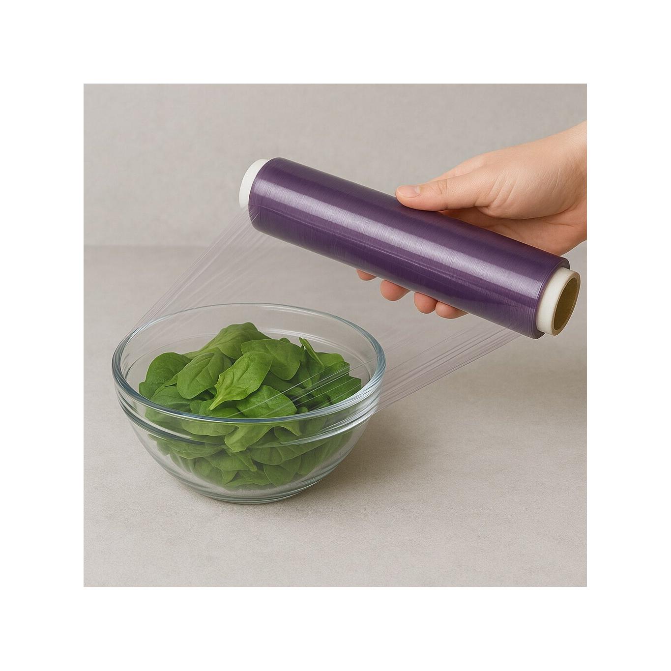 Film Alimentario Industrial de PVC en Color Lila|Rollo Grande de 45 cm de Ancho × 250 Metros de Largo|Alta Adherencia, Elasticidad y Resistencia al Desgarro|Ideal para Cocinas Profesionales, Envasado de Alimentos, Refrigeración y Uso Intensivo en Hosteler