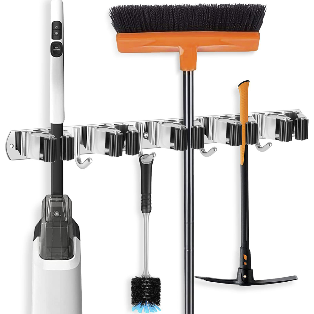 TK Organizador De Mop De Pared Con Gancho De Acero Inoxidable Soporte Para Escoba Y Cepillo Para Cocina Y Baño Accesorios De Organización