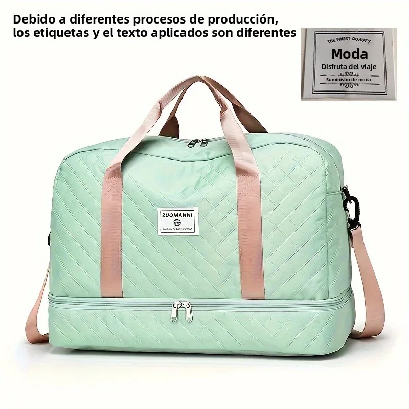 Bolsa De Viaje Deluxe Estilosa Y Duradera Con Divisor Impermeable Separación De Áreas Húmedas/Dry Y Bolsillos Laterales Convenientes MOV