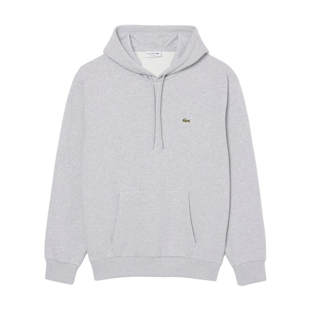 Sudadera Gris  Marino Lacoste con Capucha de Felpa Vigoré de Estilo Elegante y Desenfadado