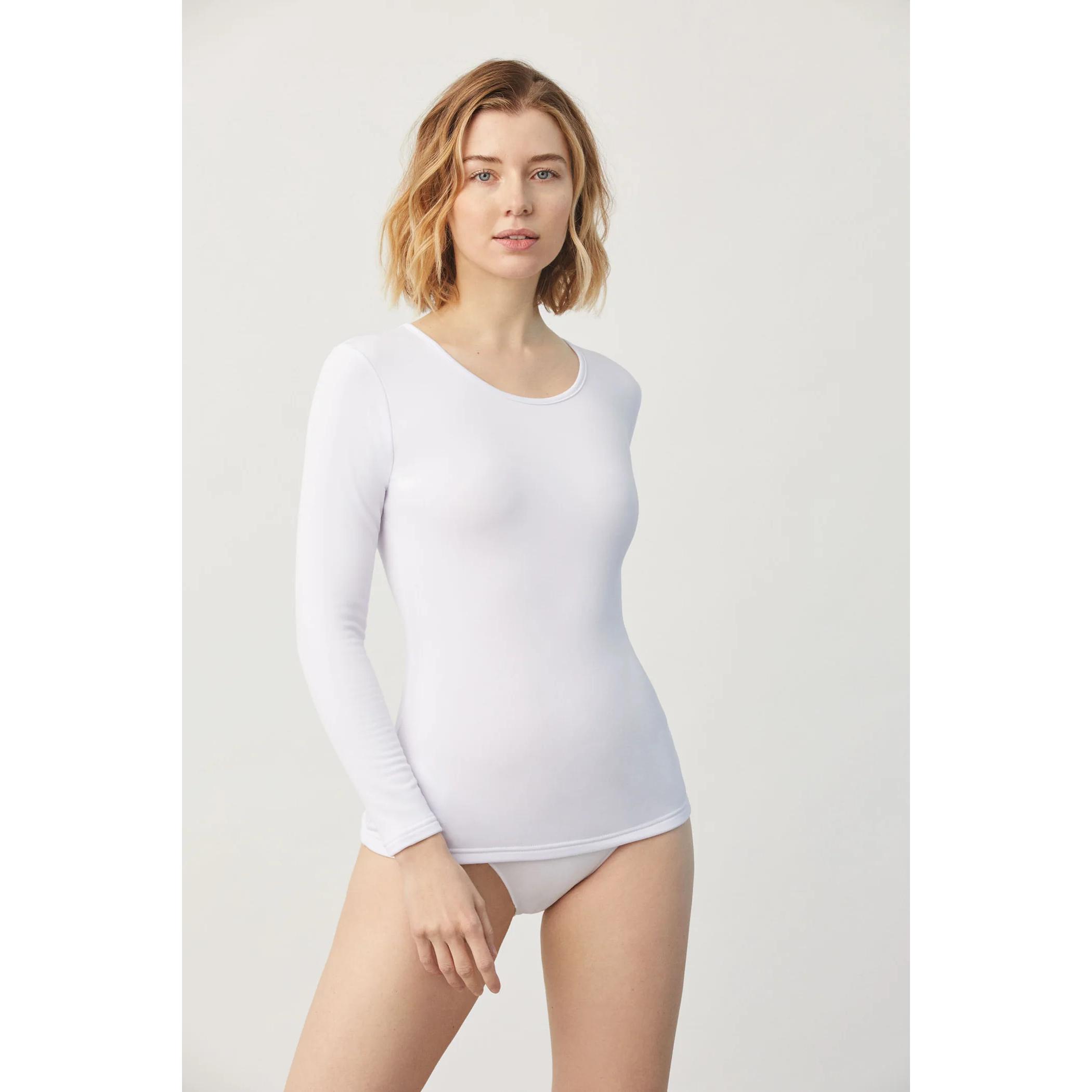Camiseta Térmica Manga Larga, Mujer, Ysabel Mora, Blanca, Negra, Invierno, Calentita, Felpa, Talla S M L XL XXL, 70002
