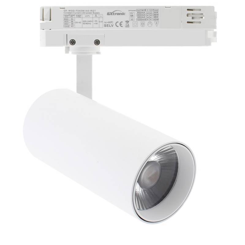 LEDBOX Foco carril Trifásico SAMOS, 40W-26W, blanco, 24º-60º, UGR13, CCT, 3000-4000-6000K. Iluminación comercial LED, Iluminación de carril