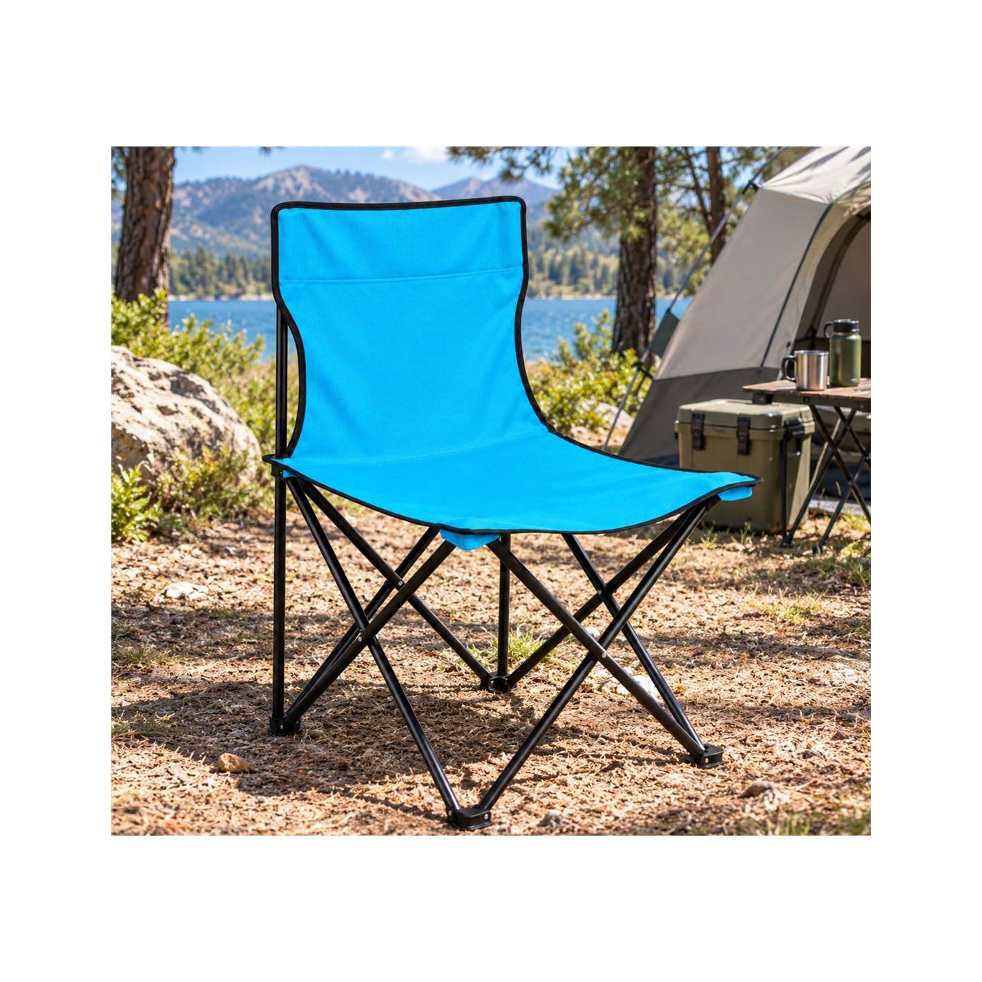 Silla Plegable Camping Ligera Sin Reposabrazo | Estructura de Acero y Poliéster | Exterior y Terraza