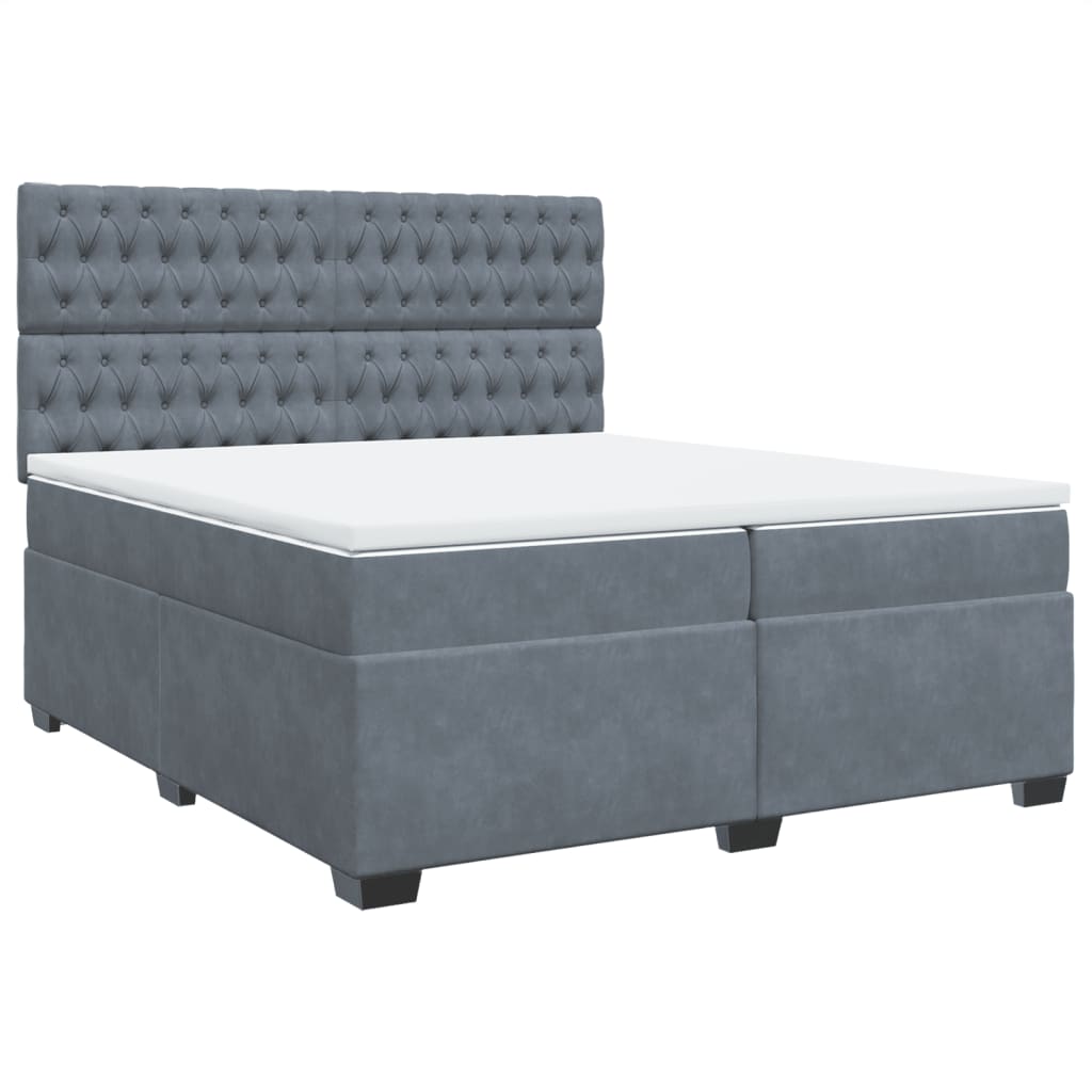 vidaXL Cama box spring con colchón terciopelo gris oscuro 200x200 cm