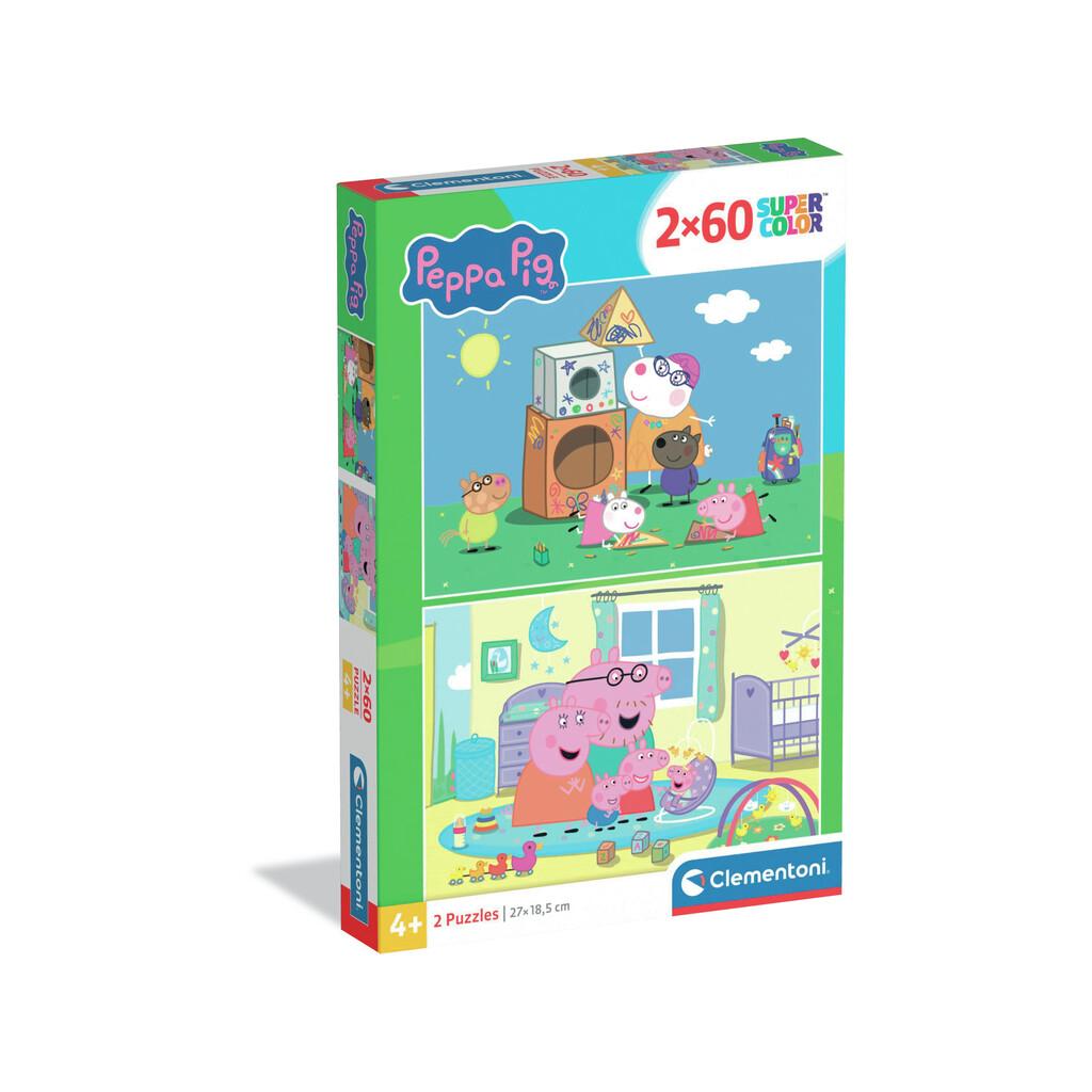 Puzzle 2x60 Super Color Peppa Pig Juguetes Clementoni CLEMENTONI