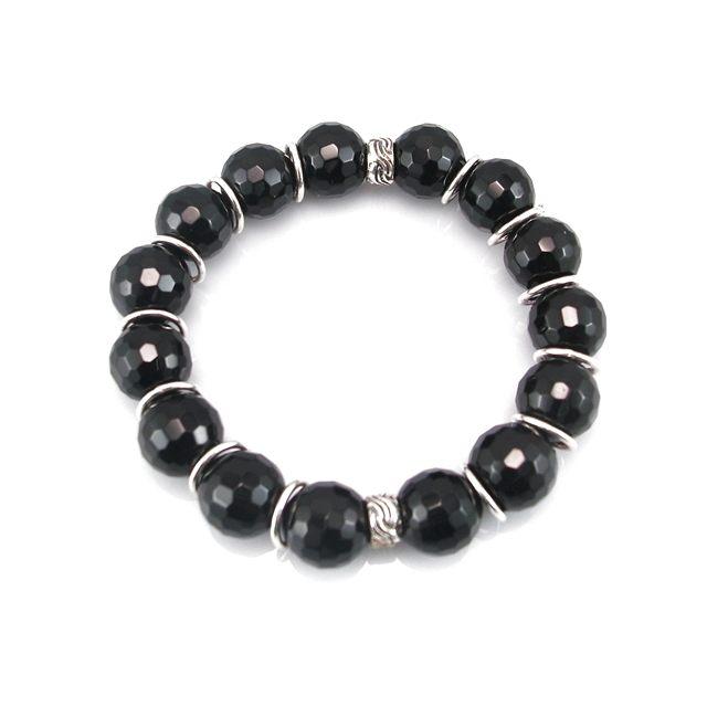 Pulsera En Plata Y Onix Para Colgantes Estilo Charms