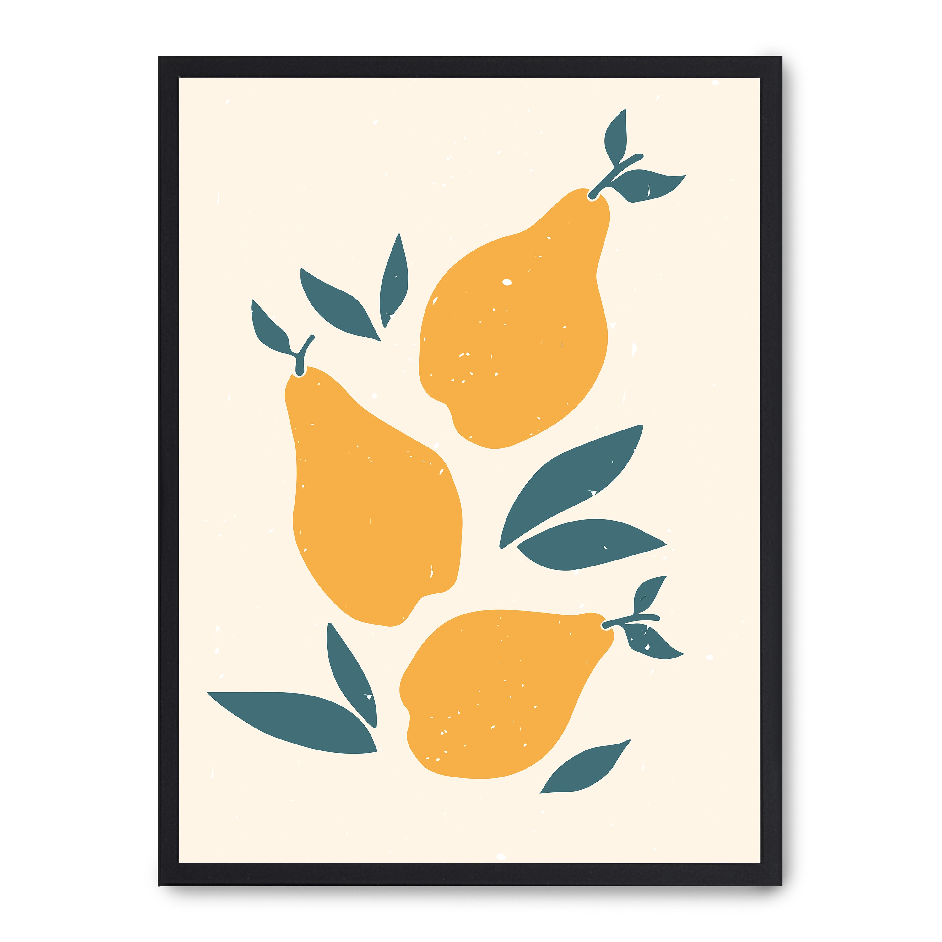 Lámina con marco negro MINIMALIST LEMONS 21x30 cm, Póster impreso en papel de primera calidad de 180gr, montado sobre marco de madera MDF acabado en negro., Cocina - Gastronomía