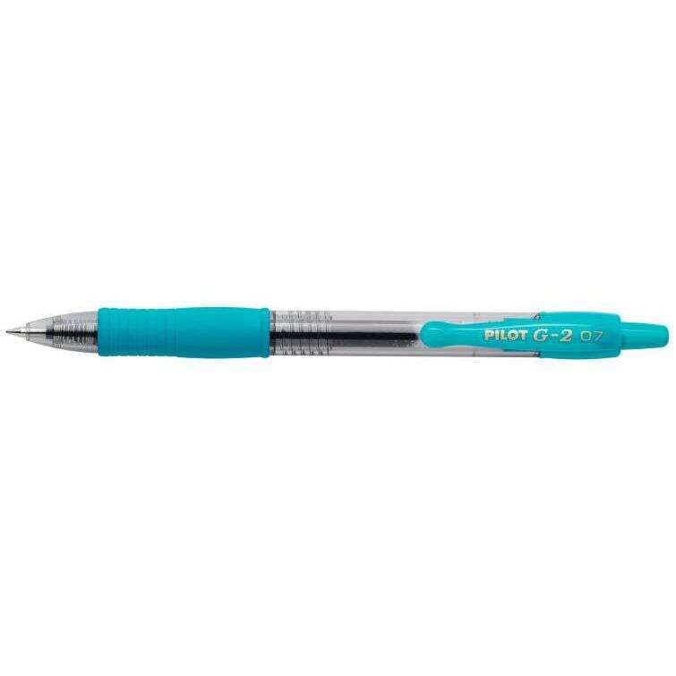 Pilot boligrafo de gel g2 rollerball retractil - recargable - punta de bola redonda 0.7mm - trazo 0.32mm - grip ergonomico - color turquesa (12 uds)