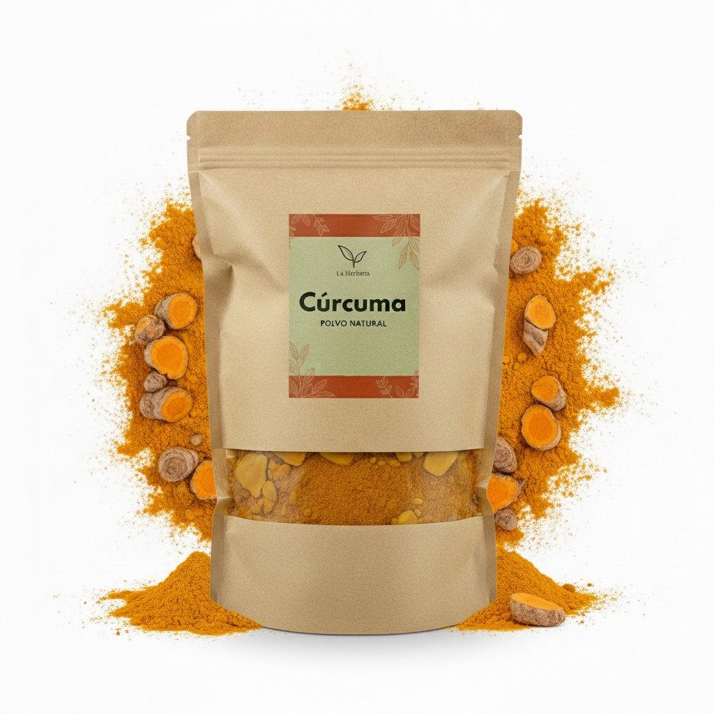 La Herbera Cúrcuma (Curcuma longa) raíz molida (polvo) a granel – Para cocinar e infusión – Origen India – 100 g, 250 g, 500 g y 1 kg