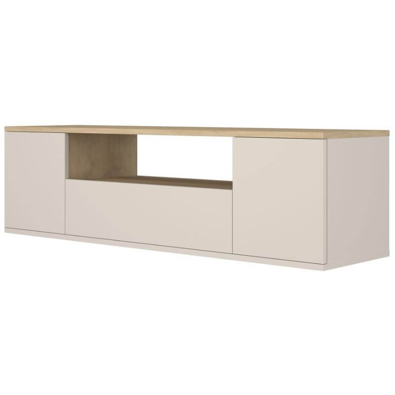 MOBELCENTER-- Mueble de Salón Cosmit Estilo Escandinavo con 3 Puertas, Hueco y Estantería, Roble Torro/Cashmere (P0113)
