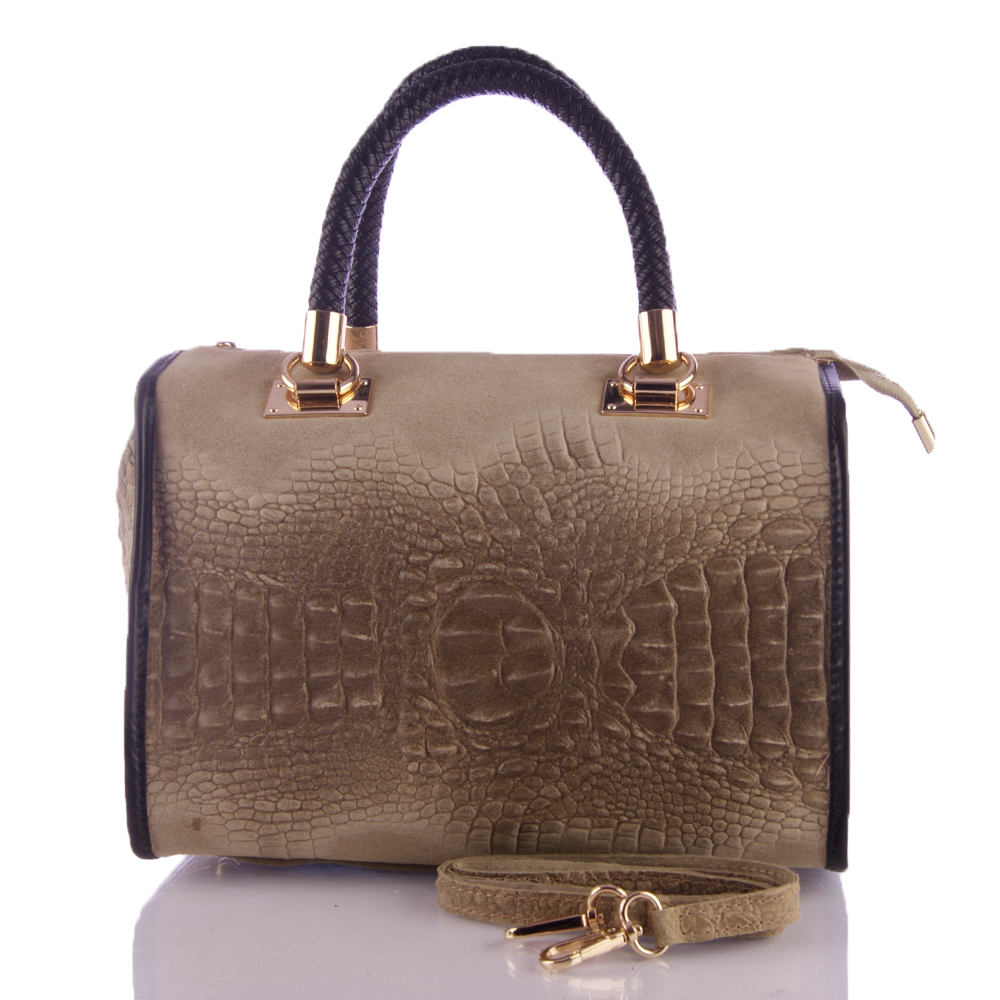 Firenze Artegiani. Anacapri Bolso tote Mujer.Piel auténtica Gamuza Grabado Cocodrilo . Made in Italy. Vera Pelle Italiana.
