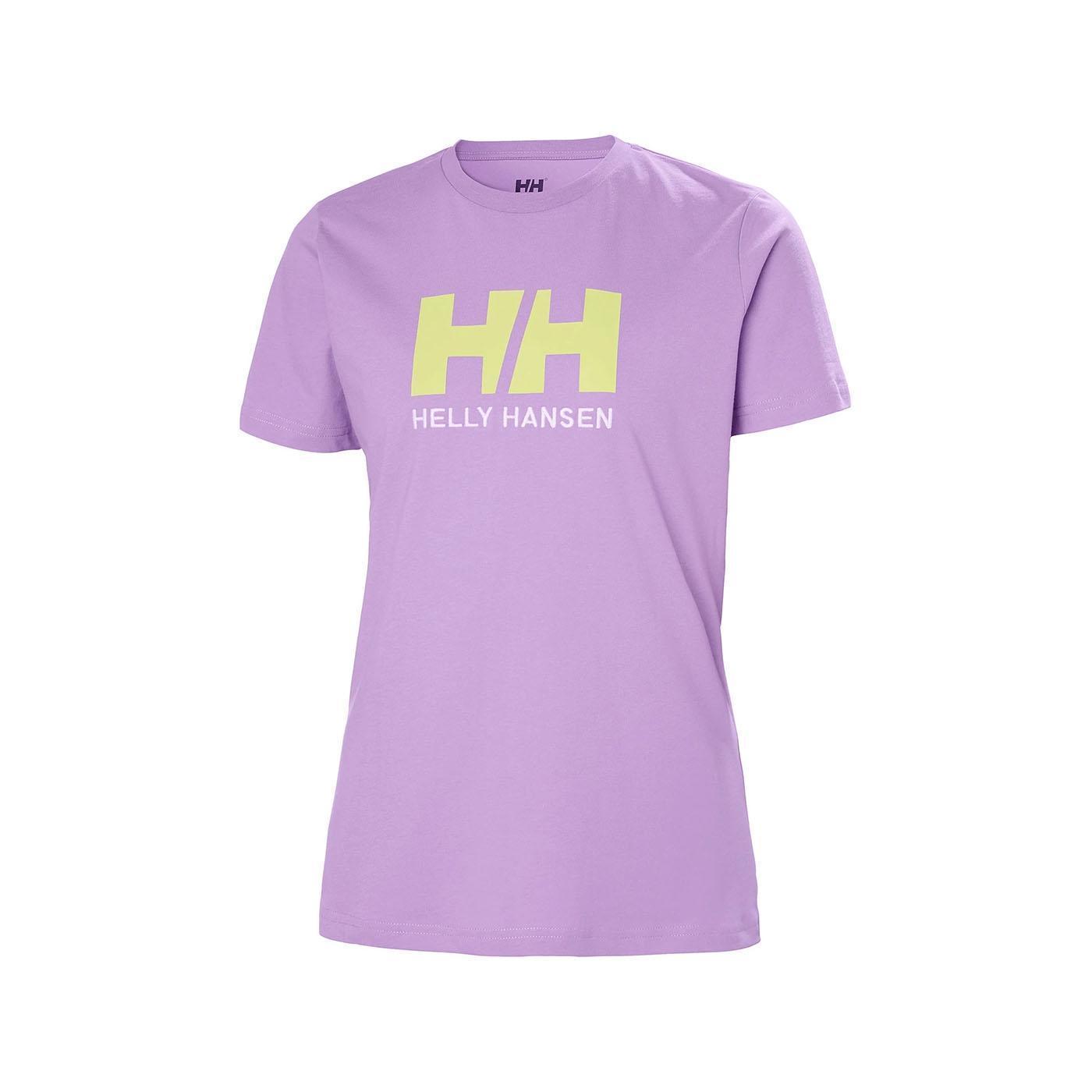 Helly Hansen Camiseta Mujer Logo Lila Manga Corta Algodón