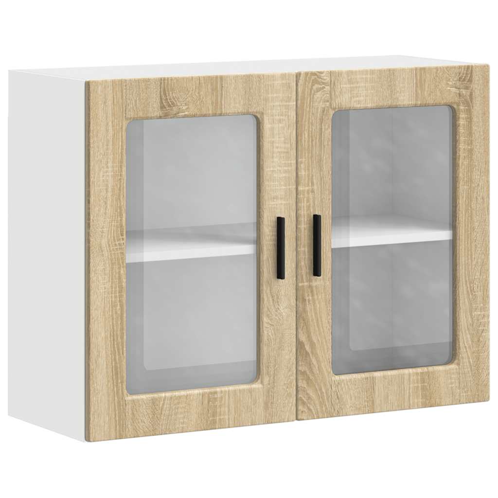vidaXL Armario de pared para cocina puerta cristal Porto en color Roble ahumado/Roble Sonoma/Negro y más | almacenamiento funcional diseño moderno para baño dormitorio sala