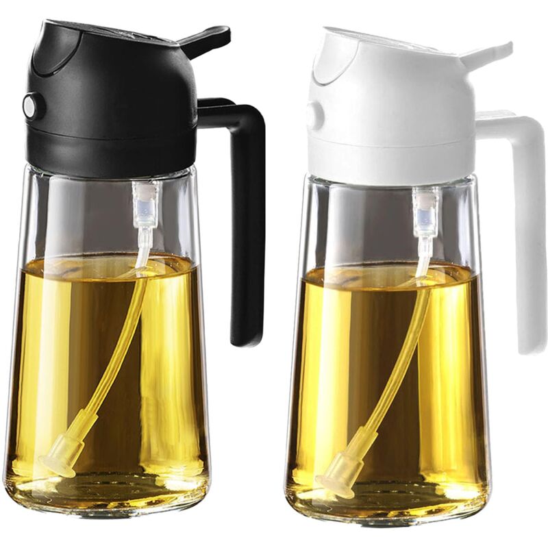 CA Aceite en aerosol de cocina de 470 ml - Aceite en aerosol 2 en 1 para freidora de aire, ideal para cocinar, ensaladas, vinagre y accesorios de cocina - Blanco y negro