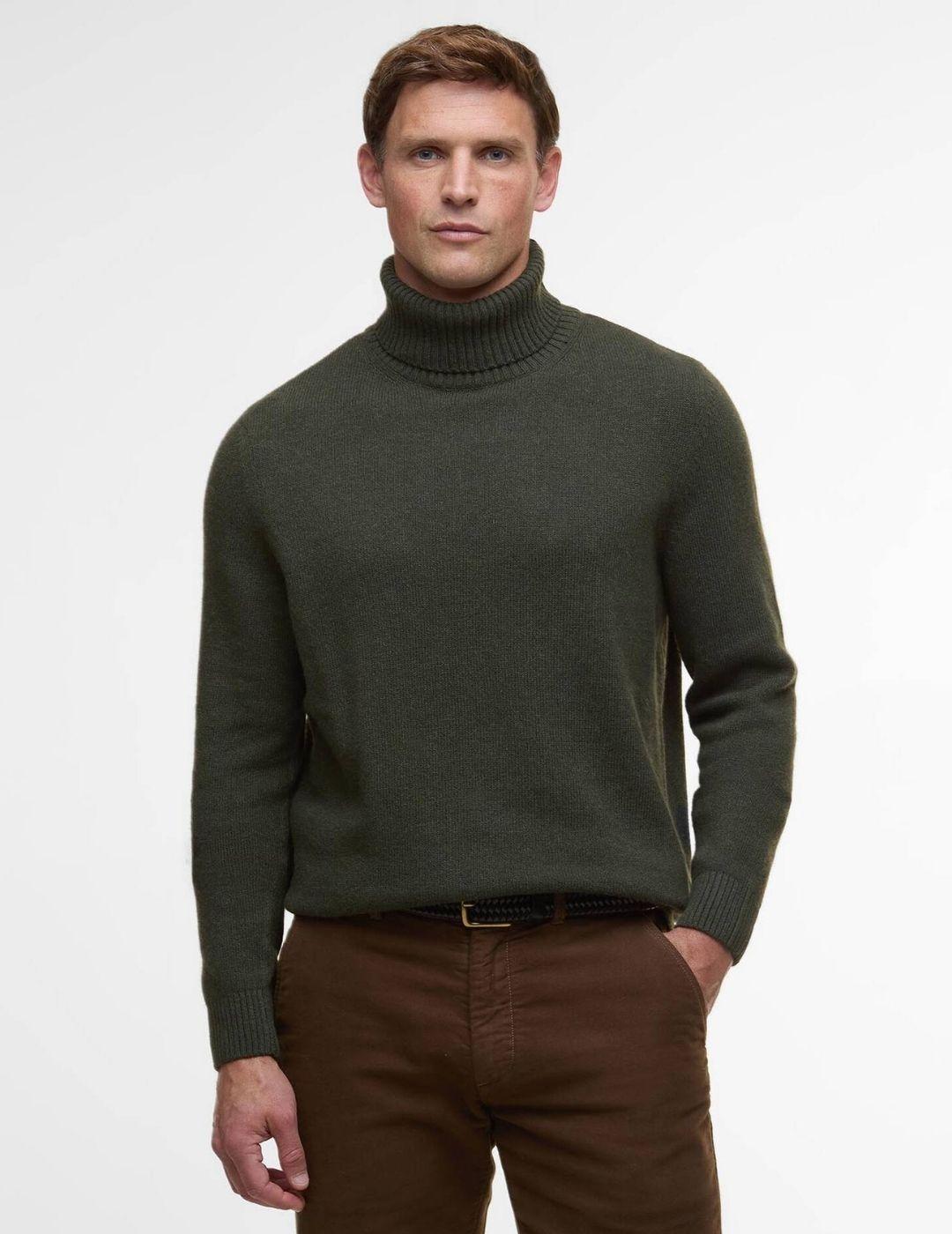 Jersey Barbour Kelp Roll Neck Verde Hombre
