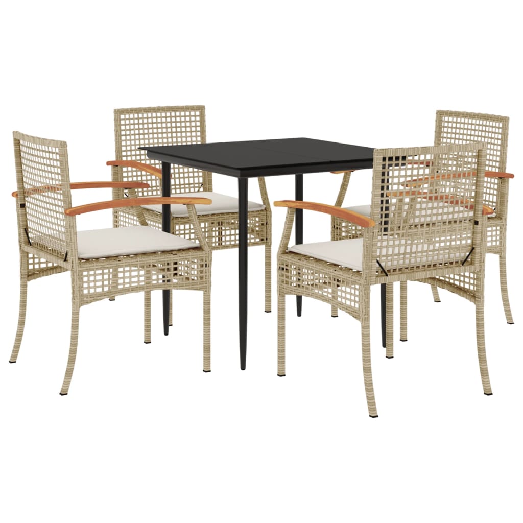 vidaXL Set comedor de jardín 5 pzas con cojines ratán sintético beige