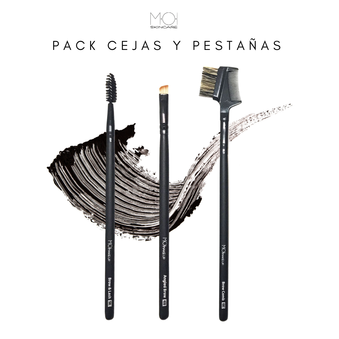 Brochas de maquillaje Pack 3 brochas para cejas y pestañas – Pinceles de maquillaje