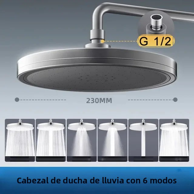 TK Cabezal De Ducha De Gran Flujo Con 6 Modos Supercharge Regulador De Presión 230mm Redondo Accesorios De Baño Cabeza De Ducha De Lluvia