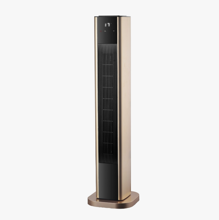ABRILA Termoventilador Ceramico Vertical 2000w Oro 2potencias 3funciones 86x22x22cm MANDO A DISTANCIA y TEMPORIZADOR 1-12H INCLUIDO, OSCILANTE. Con Display Led y luz indicadora de encendido ventilador, aire cálido y aire caliente Calidad Garantizada