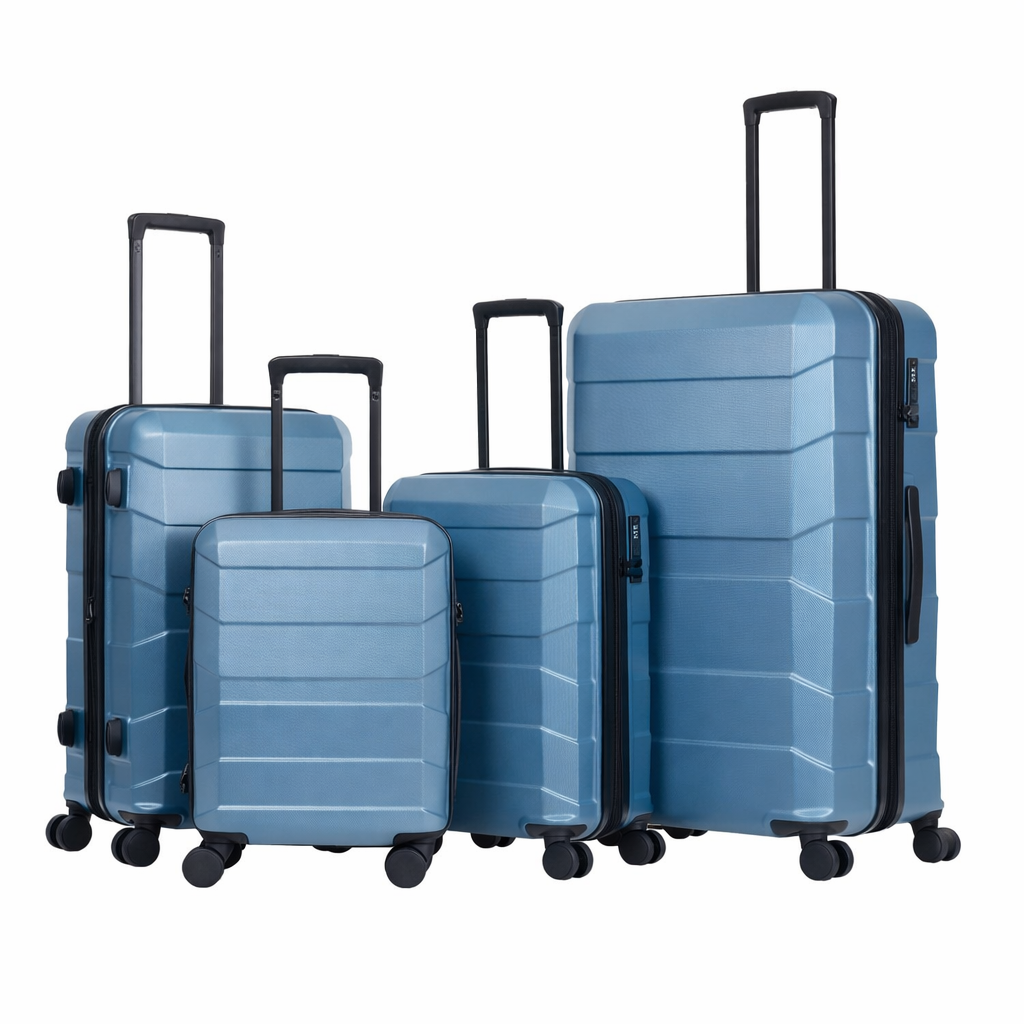 Maletas de Viaje Rígidas Juego de 4 – 35×20×50 cm, 39,5×23×56 cm, 44×26×66,5 cm y 49,5×29×76,5 cm – 4 Ruedas Giratorias, ABS Ligero, Equipaje de Mano y Grande.