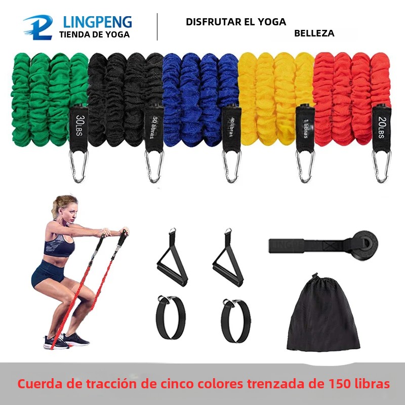 Conjunto De Bandas De Resistencia Para Ejercicios 5 Tubos Con Anclaje De Puerta Manijas Para Piernes Y Tobillos Y Barril De Fitness ZP