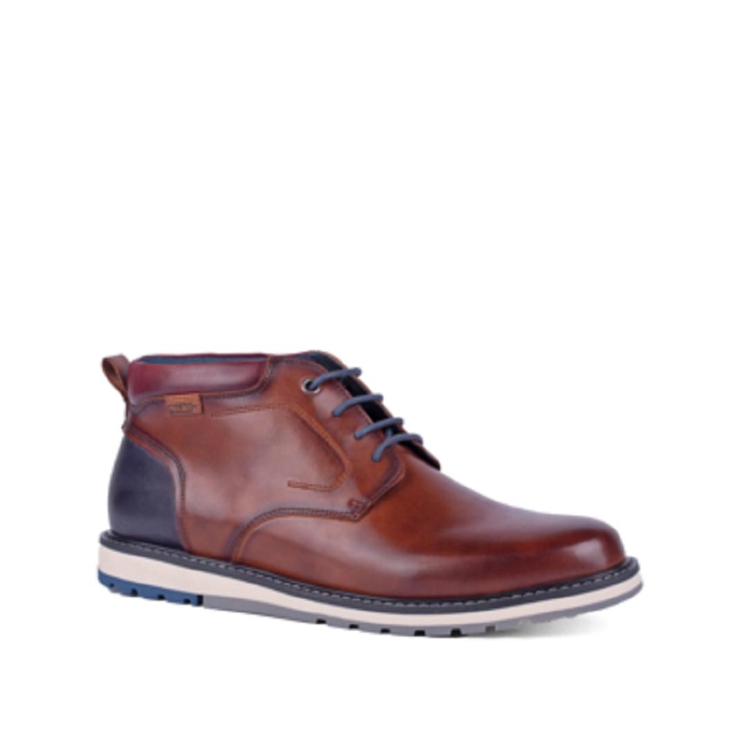 PIKOLINOS BERNA M8J-8181 BOTA TOBILLERA DE CABALLERO CON CORDONES, EN PIEL NATURAL con plantilla extraible.