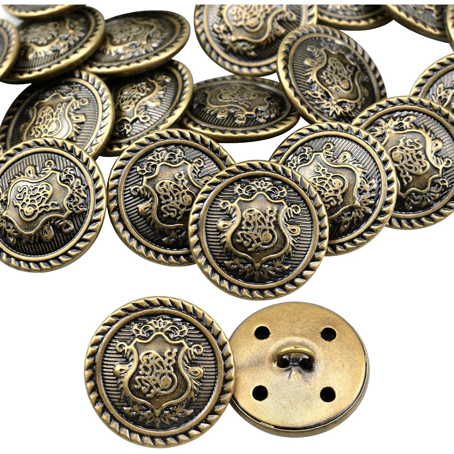 20 piezas botones chaqueta metal, botones de Abrigo, sujetos de jeans, Patrón Antiguo de Bronce, botones para cárdigans botones de 25 mm para trajes