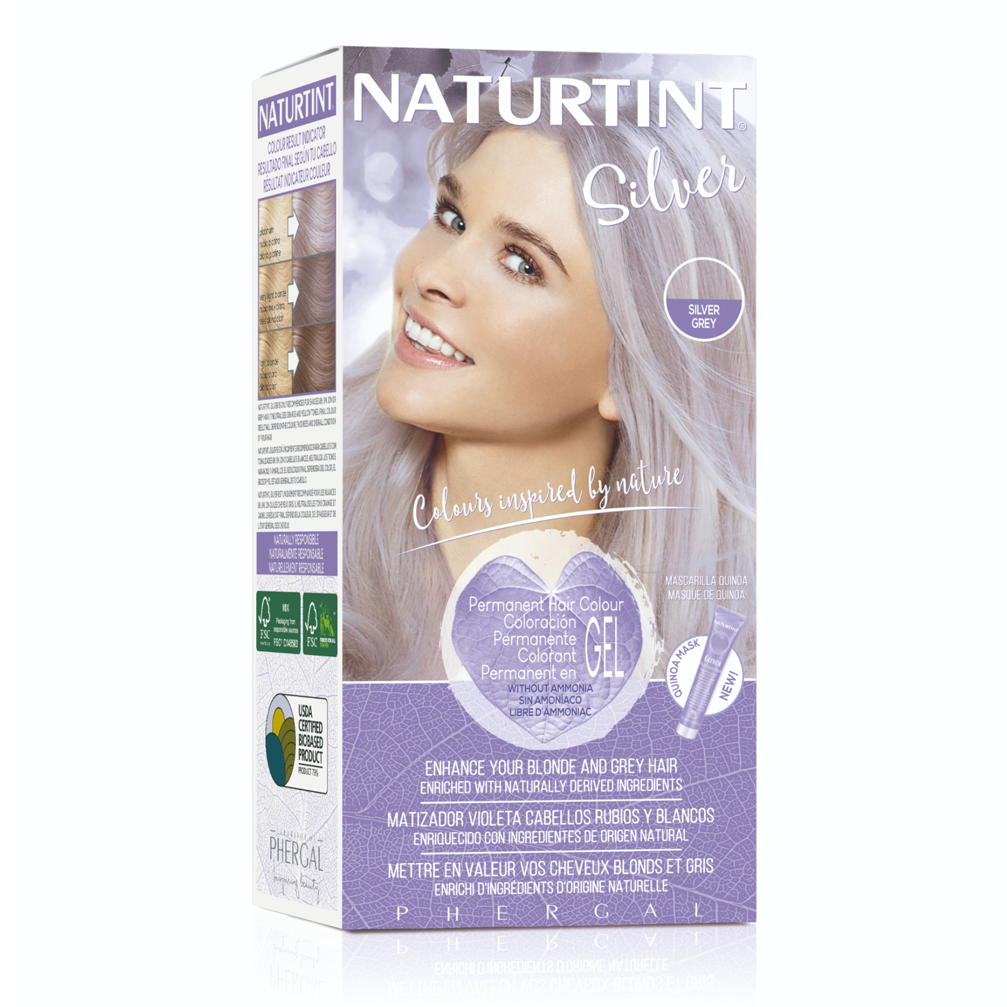 NATURTINT Biobased, Coloración Permanente Sin Amoniaco Pack de 4  + Extra Hairfood Mascarilla 90ml, 100% Cobertura de Canas, Tinte para el Cabello con Ingredientes Naturales, Color Intenso, Natural y Duradero, 680ml