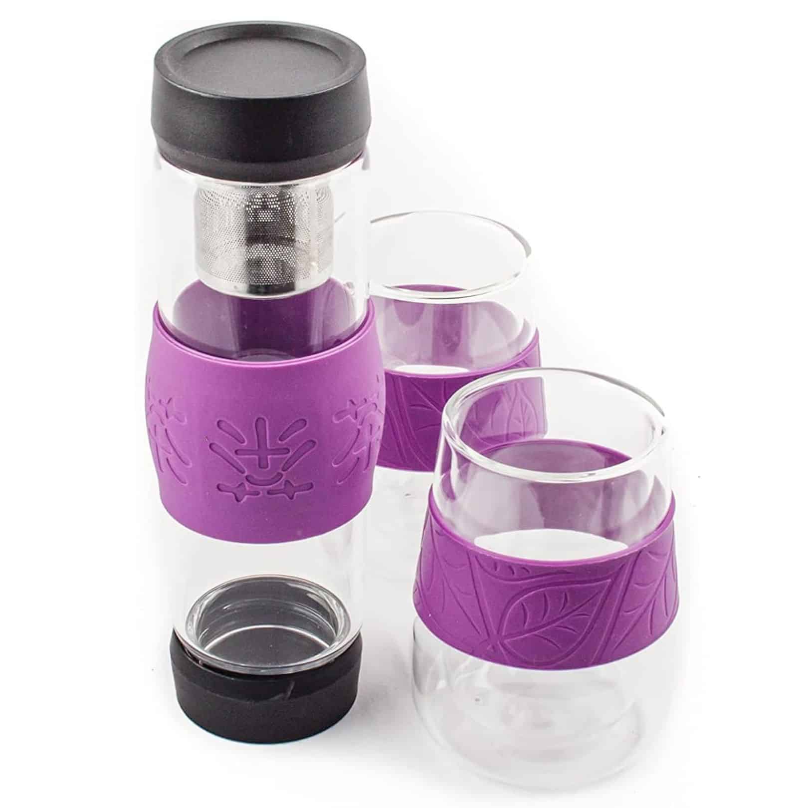 Crc Termo para Infusiones de Té con Filtro de Agua de Acero Inoxidable + 2 Vasos - Portátil y Reutilizable