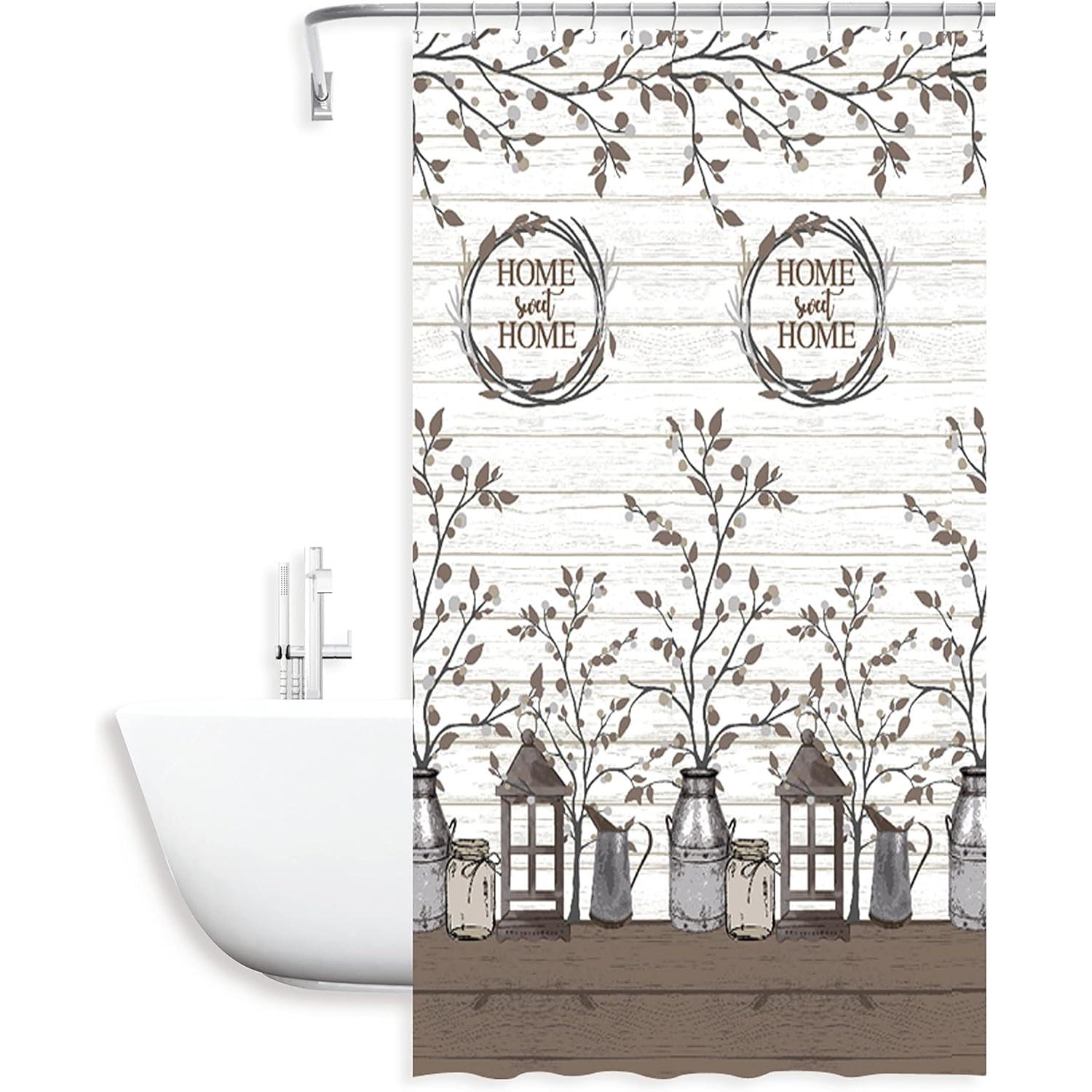 C.A | Cortina de Baño Impermeable | 180x180 cm | 100% Poliéster | Antimoho, Secado Rápido | Incluye 12 Ganchos