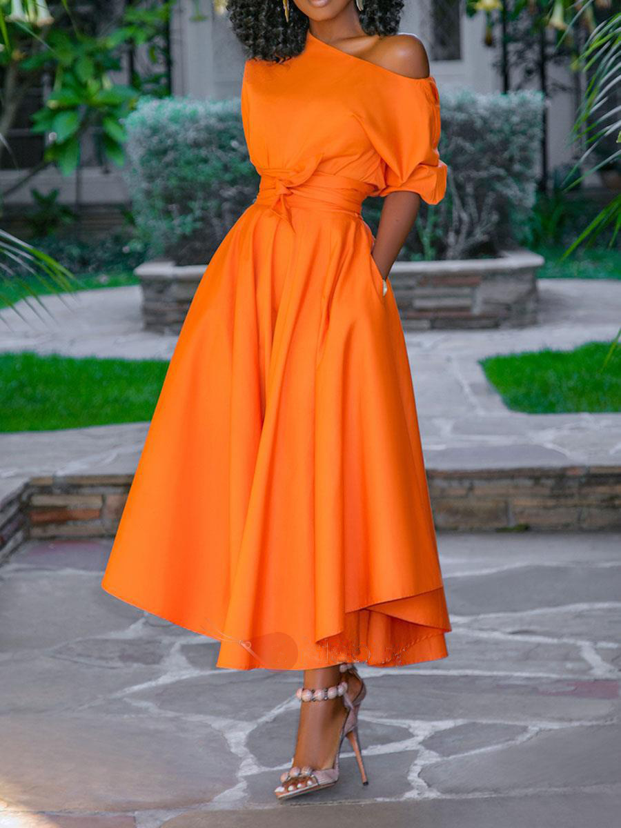 TK 2024 Verano Nuevo Mujeres A Hombre Tie Waisted Vestido Midi Vestidos Midi 1