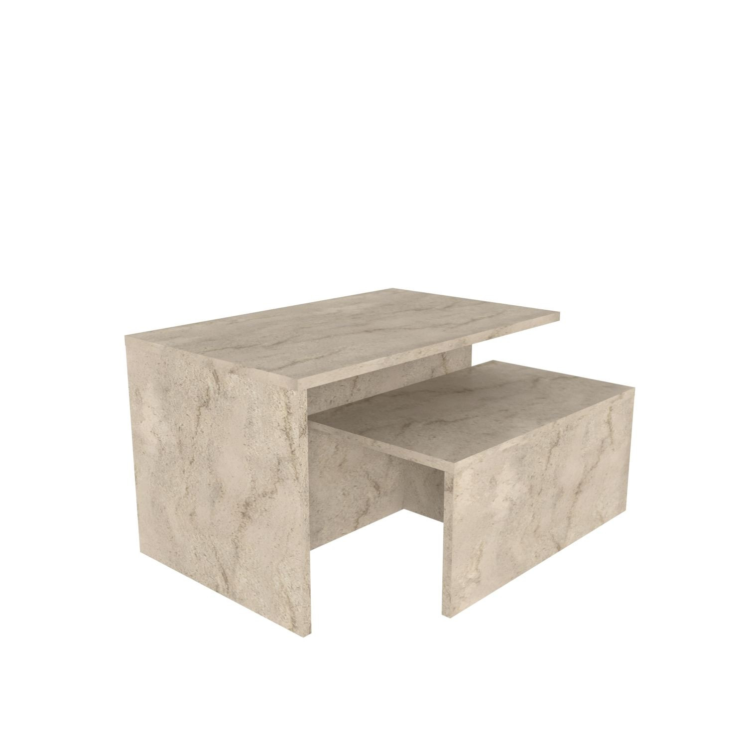 Habitat y Jardin - Mesa extensible (2 piezas) de madera <<Twins>> 72 x 45 x 42 cm - Travertino