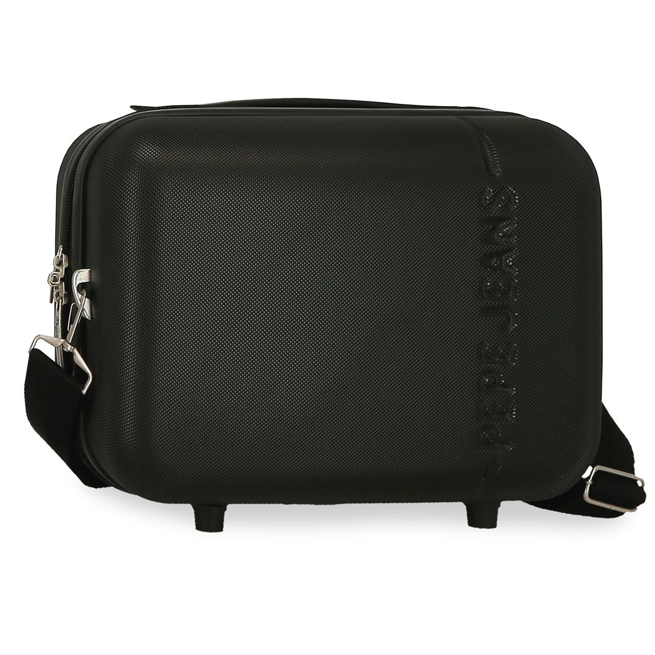 Pepe Jeans - Neceser rígido Montana de ABS 25x21x15 cm con compartimentos organizados, espejo y banda trasera para maleta
