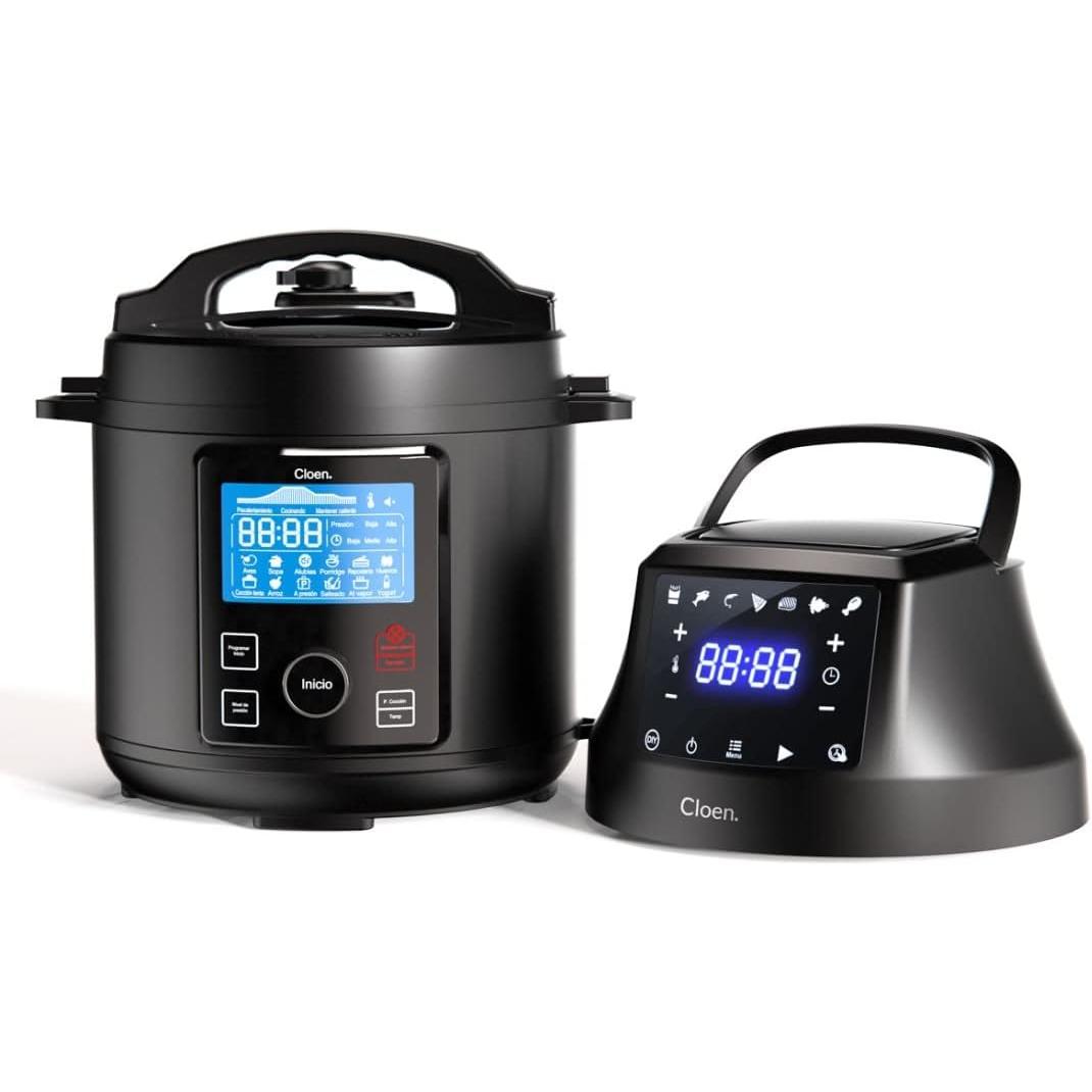Olla a Presión Programable y Freidora ,Robot de Cocina Foodie Pot ,9 Electrodomésticos en Uno ,Prepara Comidas Deliciosas Rápido y Fácil, Olla programable y freidora de aire todo en uno.Cloen.
