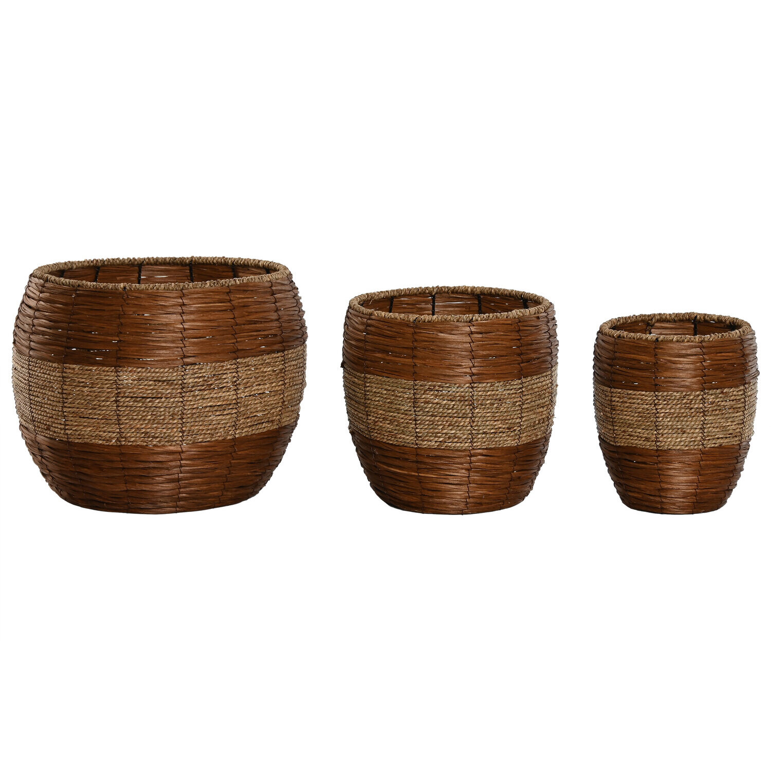 Macetero set 3 fibra metal 33x33x30 natural , El mejor complemento para tu hogar.