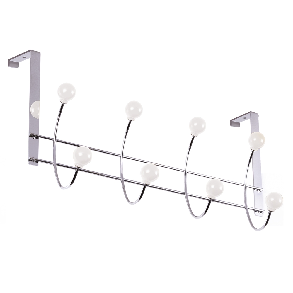 PERCHA sobre PUERTA cromada - bolas blancas 370x190MM