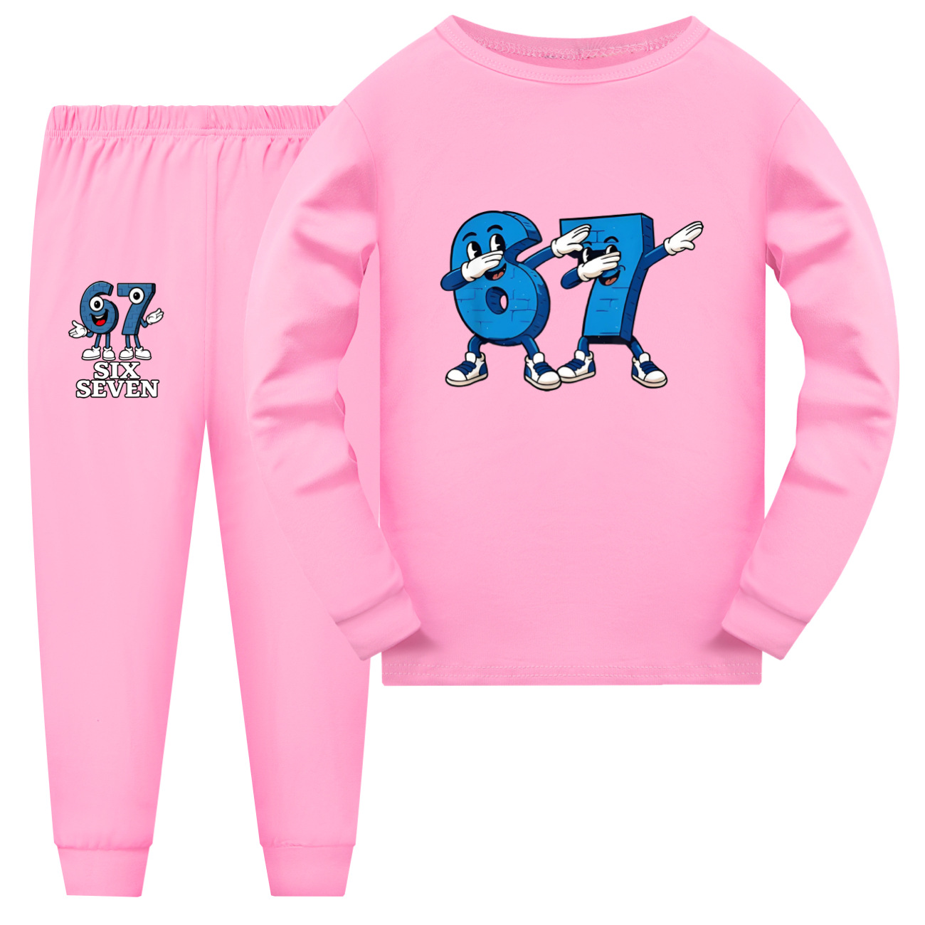 TK Conjunto De Pijamas Para Niños Y Niñas De 6-7 Años Con Estampado De Ropa Adecuado Para Adolescentes Chicos Y Chicas Deporte Estilo 2 Piezas Camiseta Y Pantalones Manga Larga