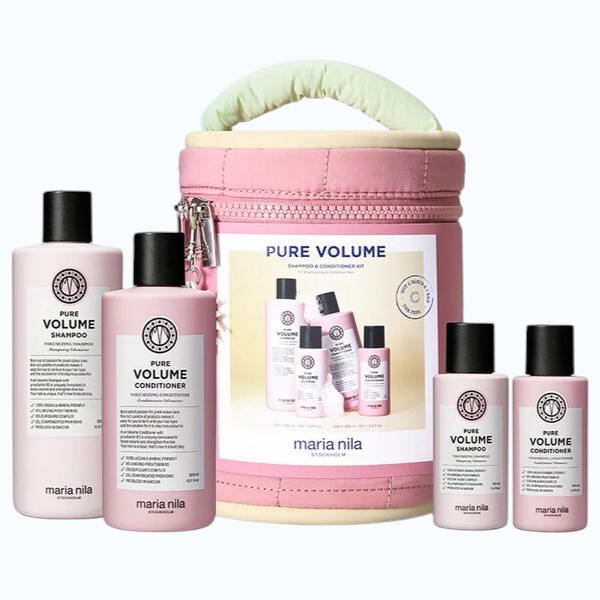Maria Nila Pure Volume Pack Cabello Fino Sin Sulfatos – Champú Volumen 350 ml + 100 ml + Acondicionador 300 ml + 100 ml, Volumen y Cuerpo sin Apelmazar